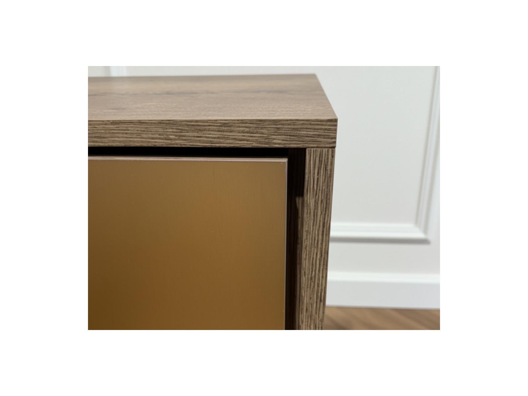 Tulum - 4-Door Sideboard 190 cm Wood and Travertine Effect