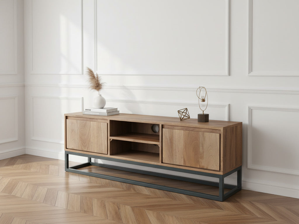 Bergerac - Set with TV Unit + Coffee Table in Solid Mango Wood