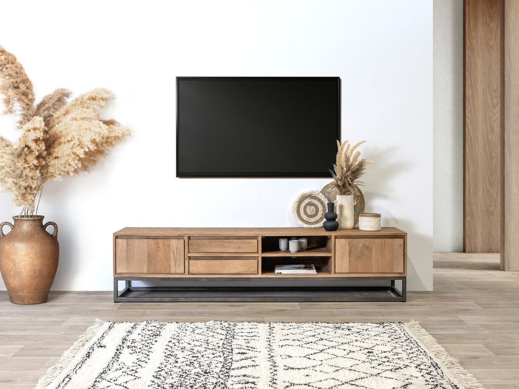 Bergerac - Set with TV Unit + Coffee Table in Solid Mango Wood