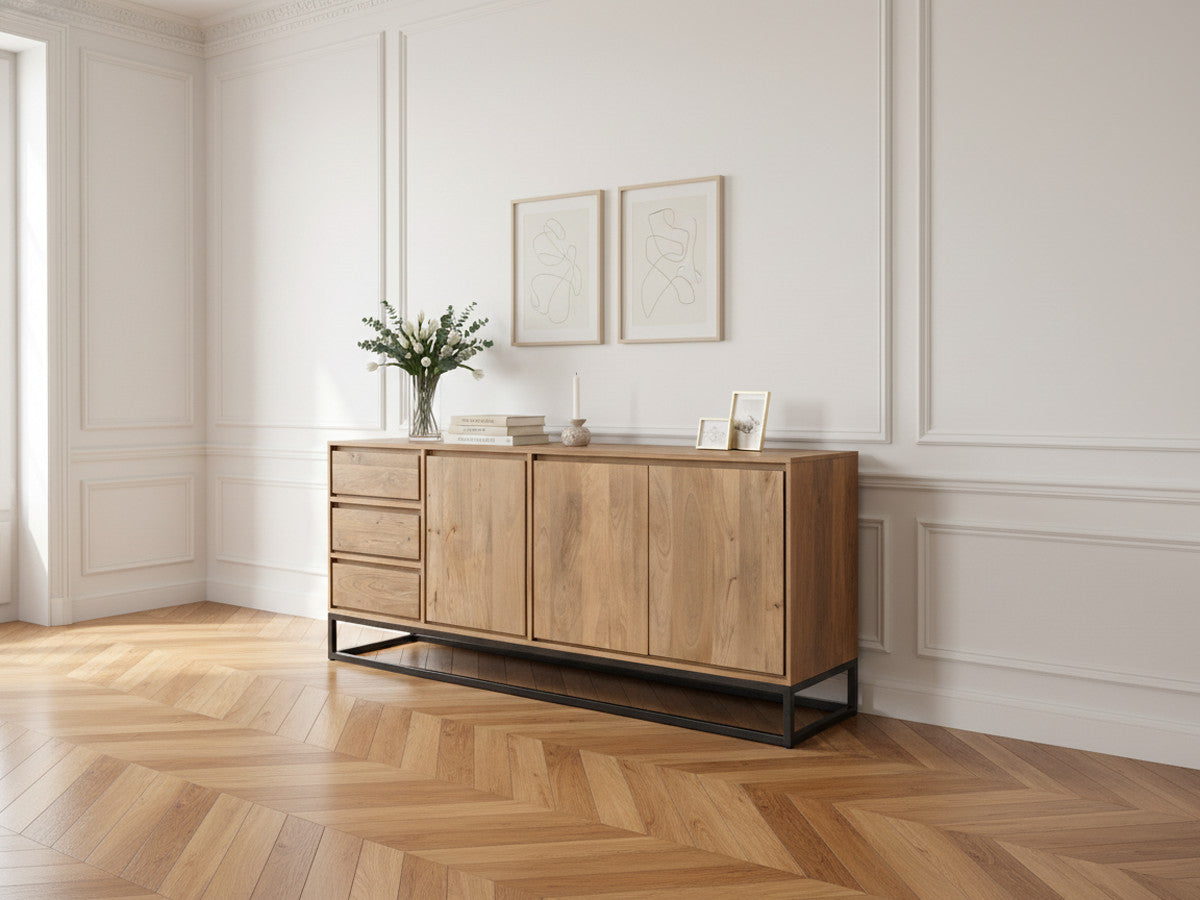 Bergerac - Set with 190 cm Sideboard + Solid Mango Wood Coffee Table