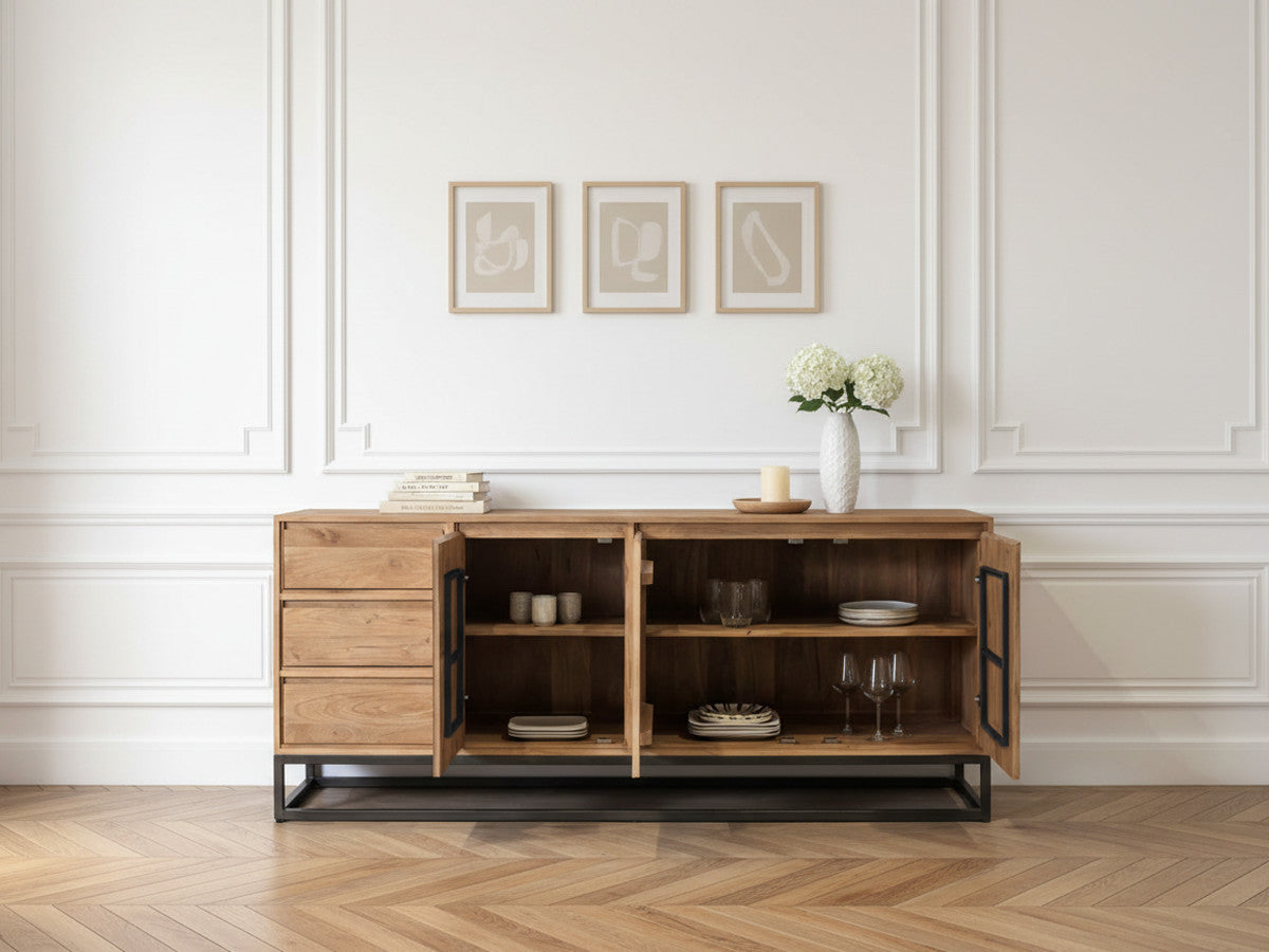 Bergerac - Set with 190 cm Sideboard + Solid Mango Wood Coffee Table