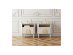Enyra - Set of 2 Bedside Tables, 1 Drawer - Solid Wood Legs