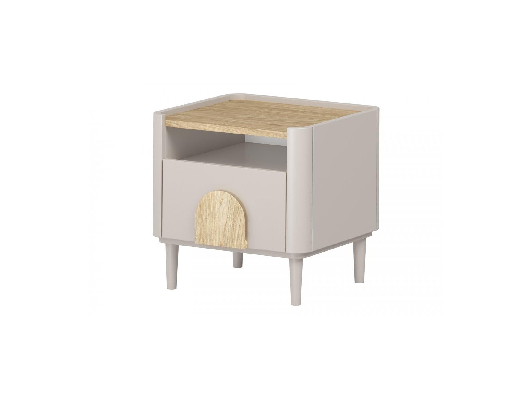 Enyra - Set of 2 Bedside Tables, 1 Drawer - Solid Wood Legs