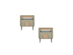 Enyra - Set of 2 Bedside Tables, 1 Drawer - Solid Wood Legs