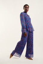 Pantalón Andrea Plisado Leo Azul