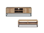 Bergerac - Set with TV Unit + Coffee Table in Solid Mango Wood