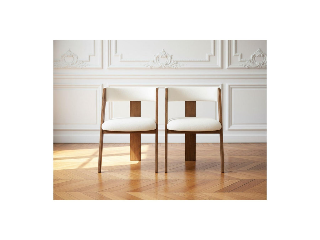 Borely - Lot De 2 Chaises - Placage Chêne Massif Et Tissu Bouclette