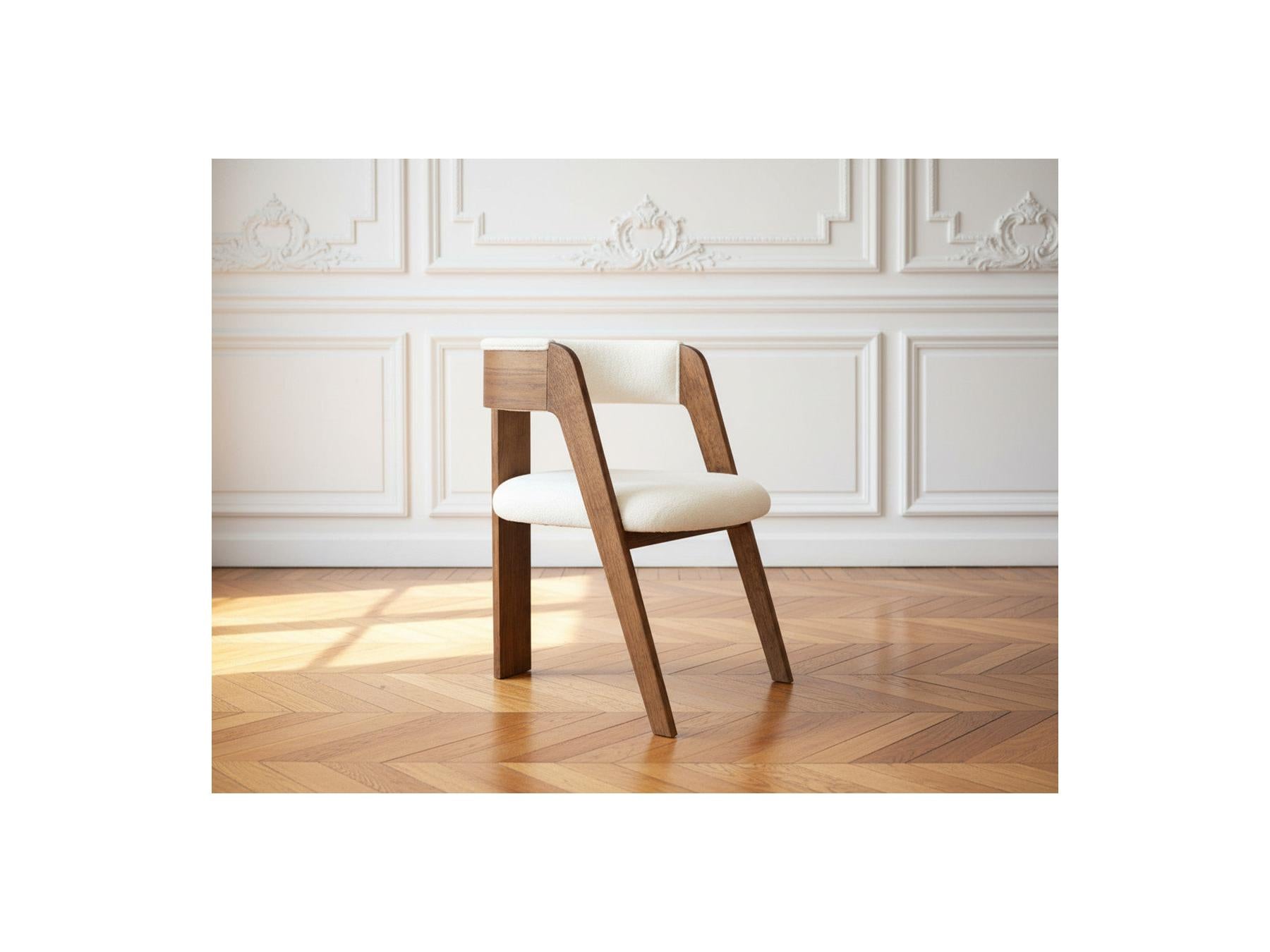 Borely - Lot De 2 Chaises - Placage Chêne Massif Et Tissu Bouclette