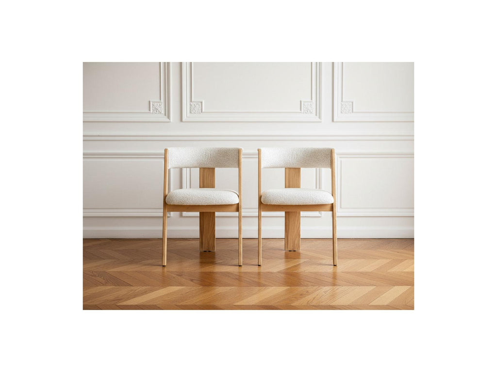 Borely - Lot De 2 Chaises - Placage Chêne Massif Et Tissu Bouclette