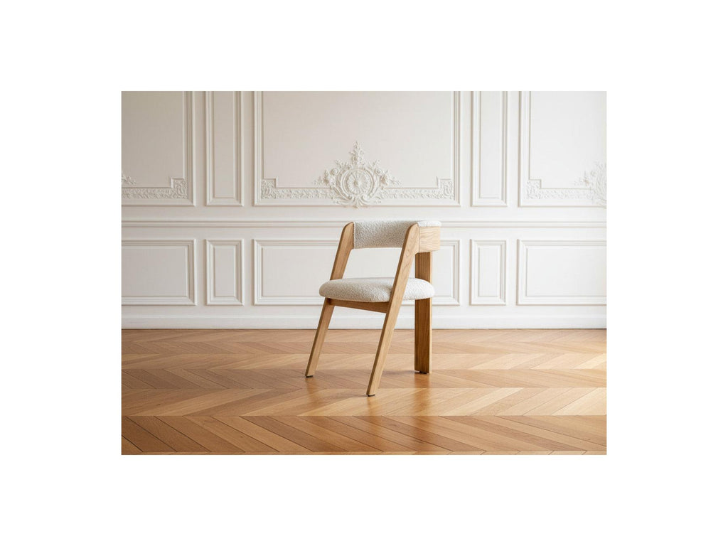Borely - Lot De 2 Chaises - Placage Chêne Massif Et Tissu Bouclette