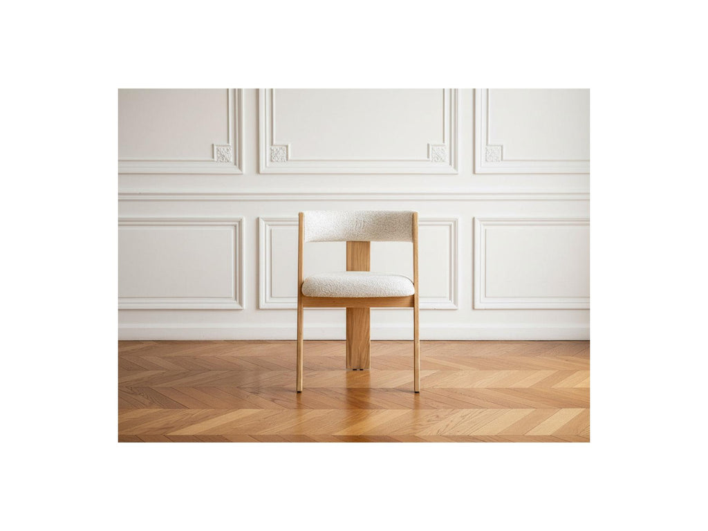 Borely - Lot De 2 Chaises - Placage Chêne Massif Et Tissu Bouclette