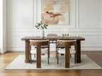 Cassis - Set with Extendable Console Table 43 to 187 cm + 4 Borely Chairs - Solid Oak Veneer and Bouclé Fabric