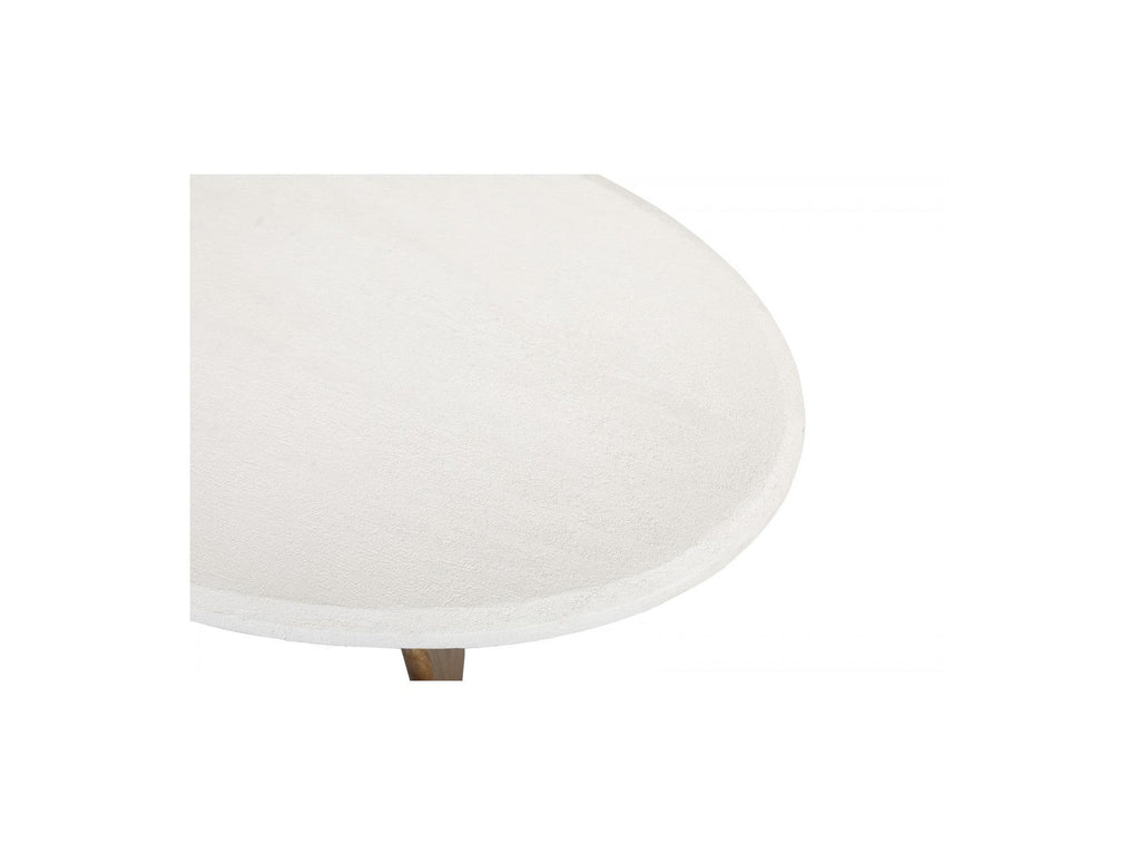 Arya - Oval Coffee Table 110 Cm Travertine Effect And Solid Mango Wood Legs