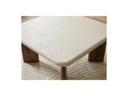 Arya - Square Coffee Table 70 Cm Travertine Effect And Solid Mango Wood Legs