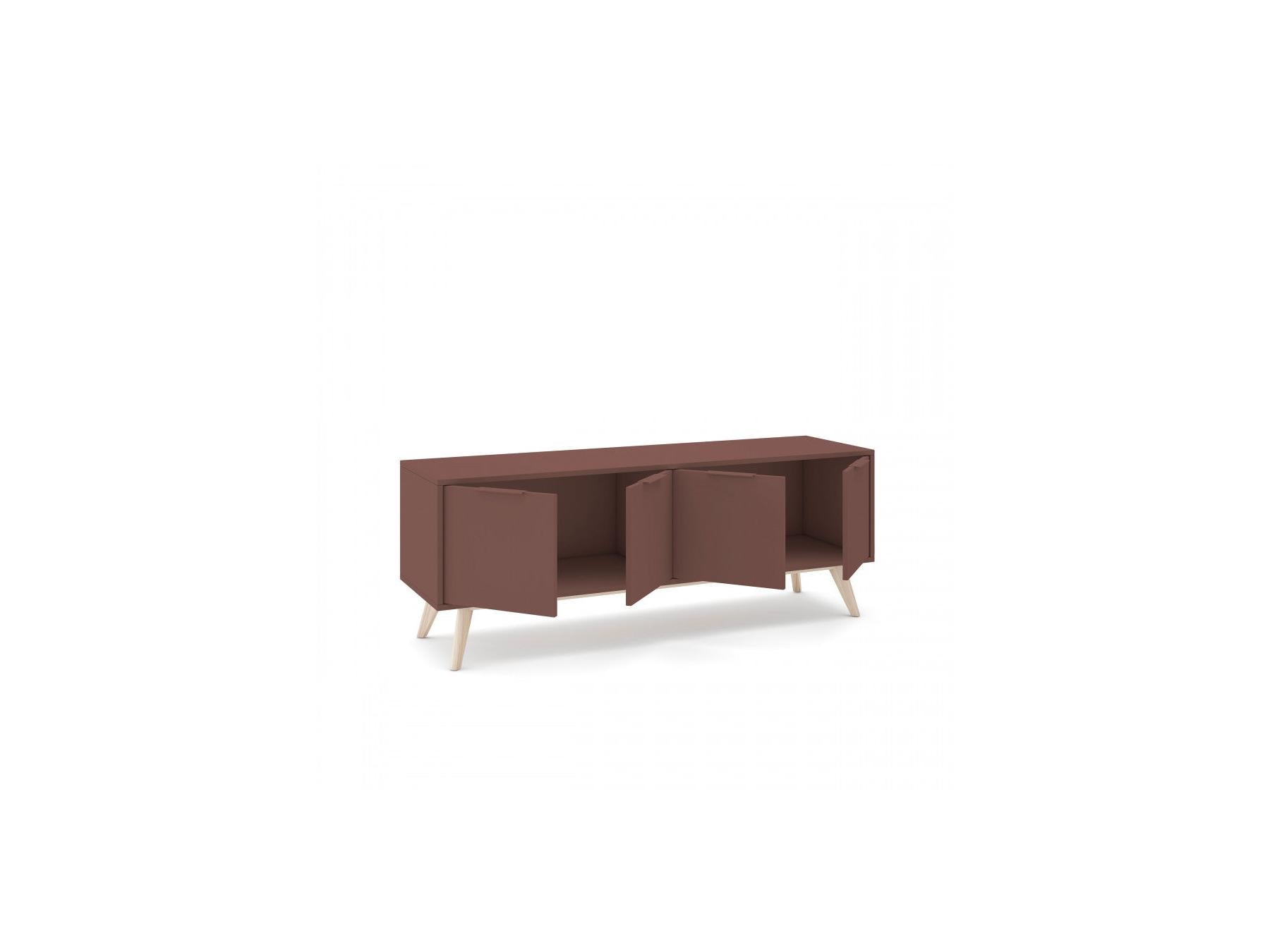 Capus - Meuble Tv 4 Portes Pin Laqué Terracotta