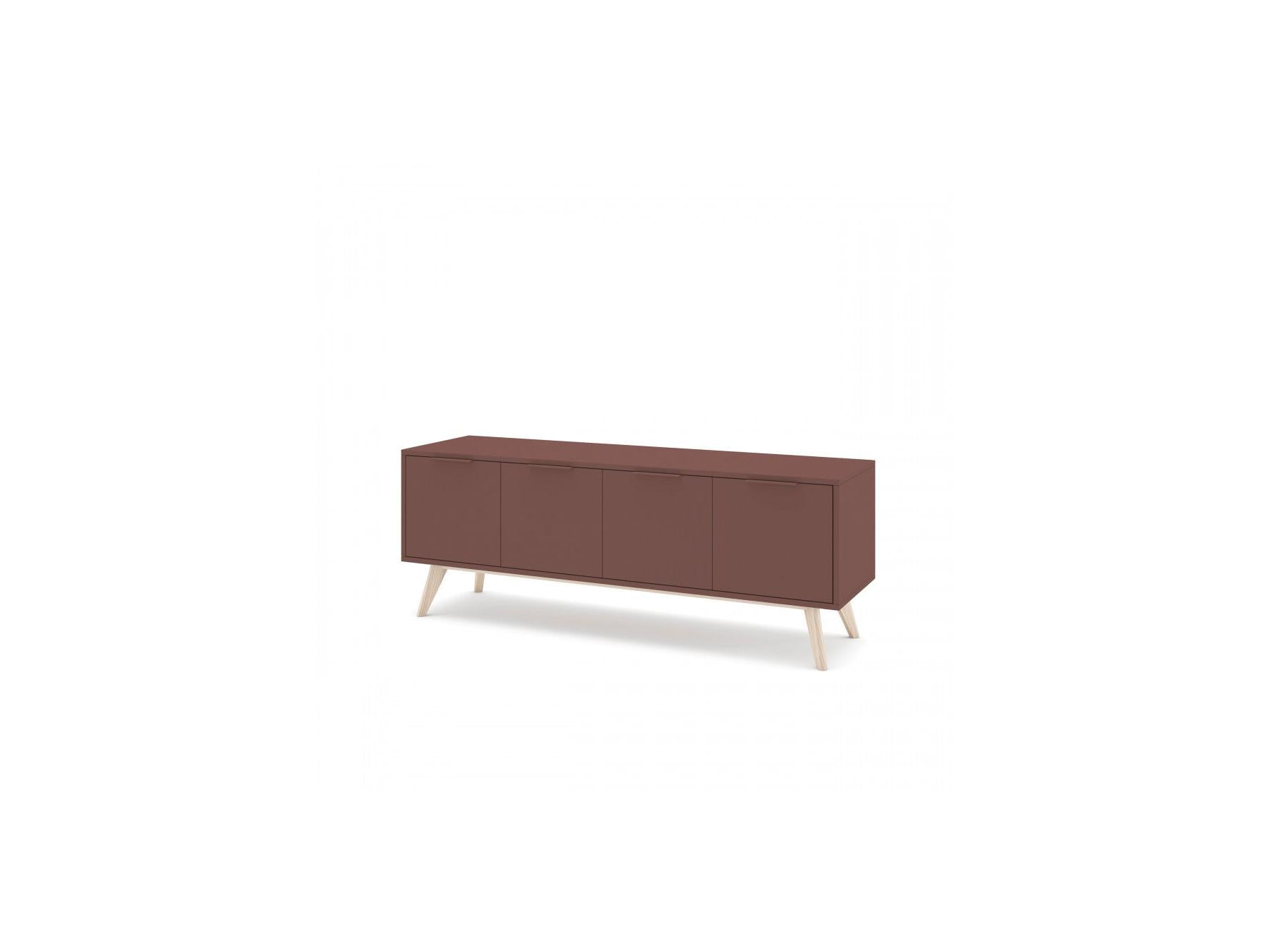 Capus - Meuble Tv 4 Portes Pin Laqué Terracotta