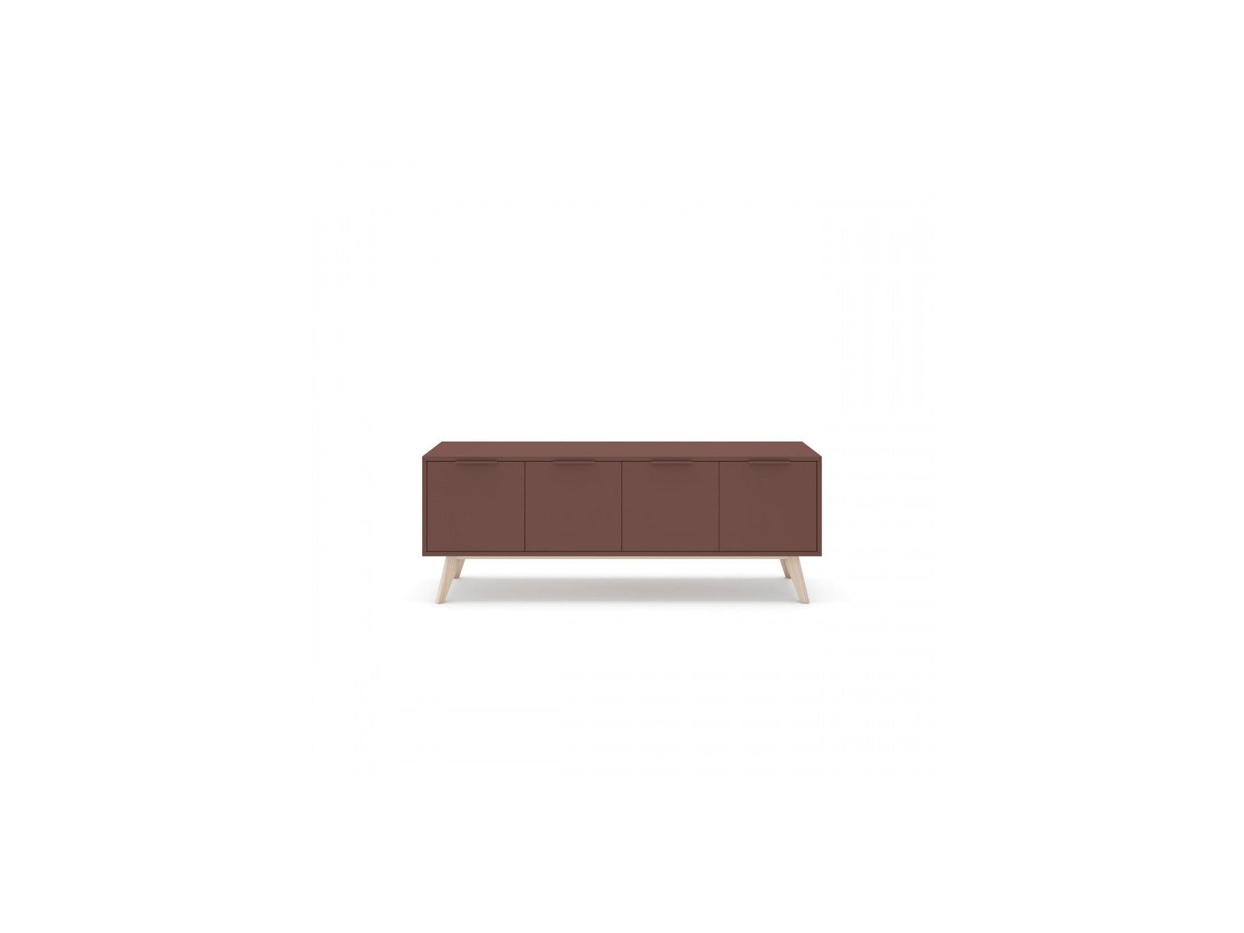 Capus - Meuble Tv 4 Portes Pin Laqué Terracotta