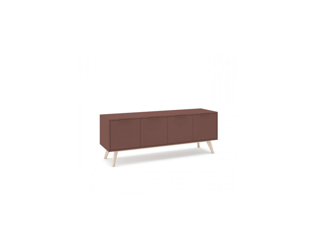 Capus - Meuble Tv 4 Portes Pin Laqué Terracotta