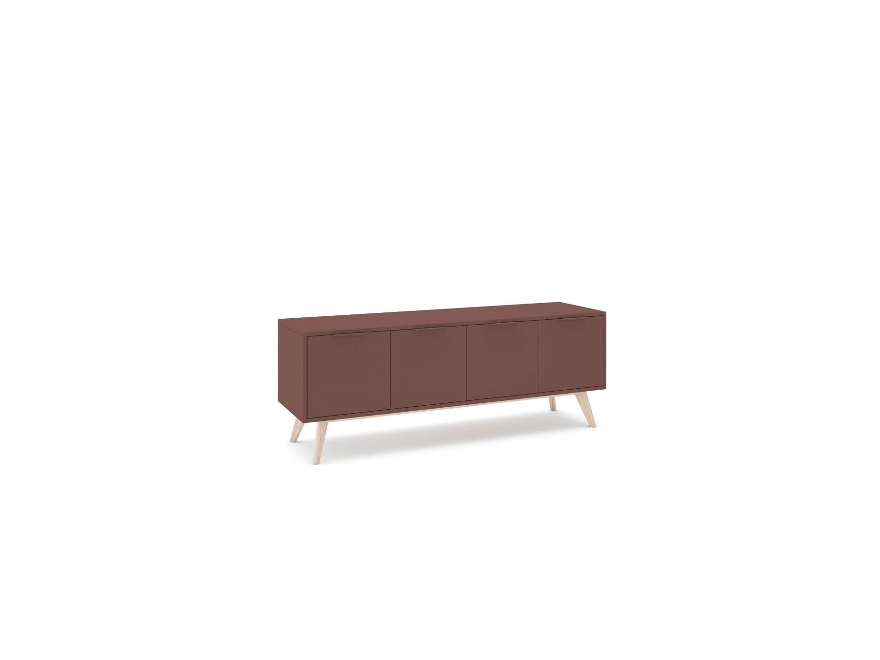 Capus - Meuble Tv 4 Portes Pin Laqué Terracotta