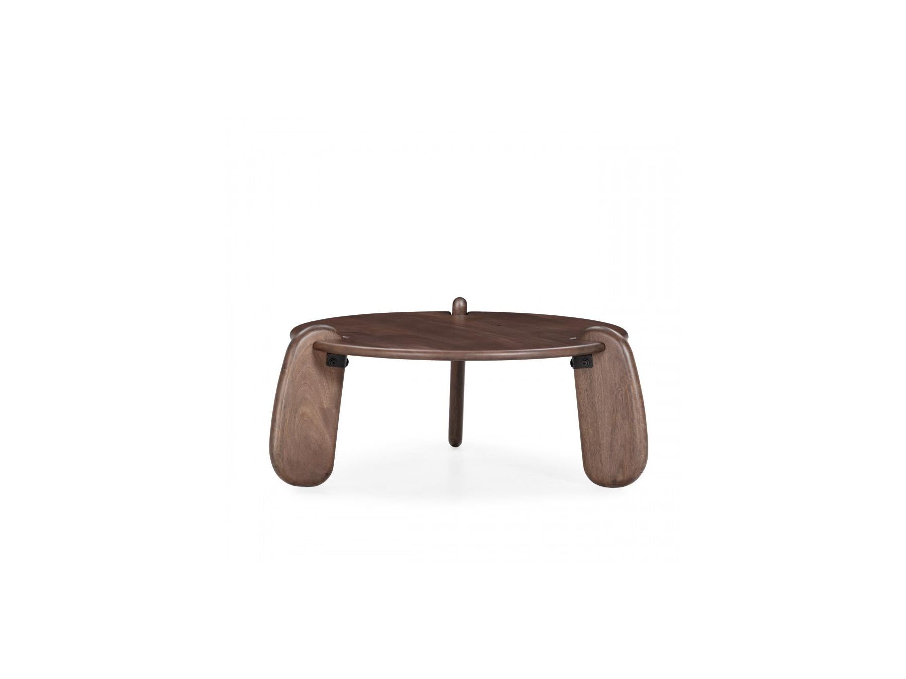Helio - Mesa de centro redonda Helio de madera maciza de mango