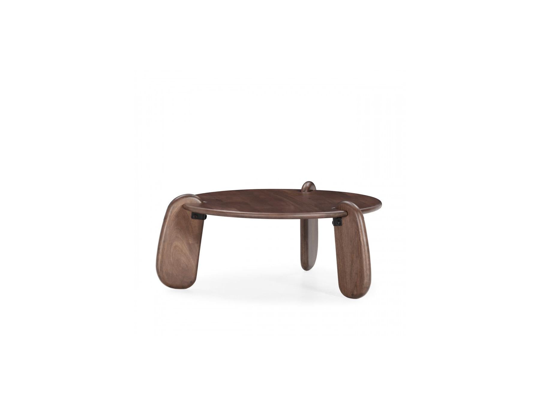 Helio - Mesa de centro redonda Helio de madera maciza de mango
