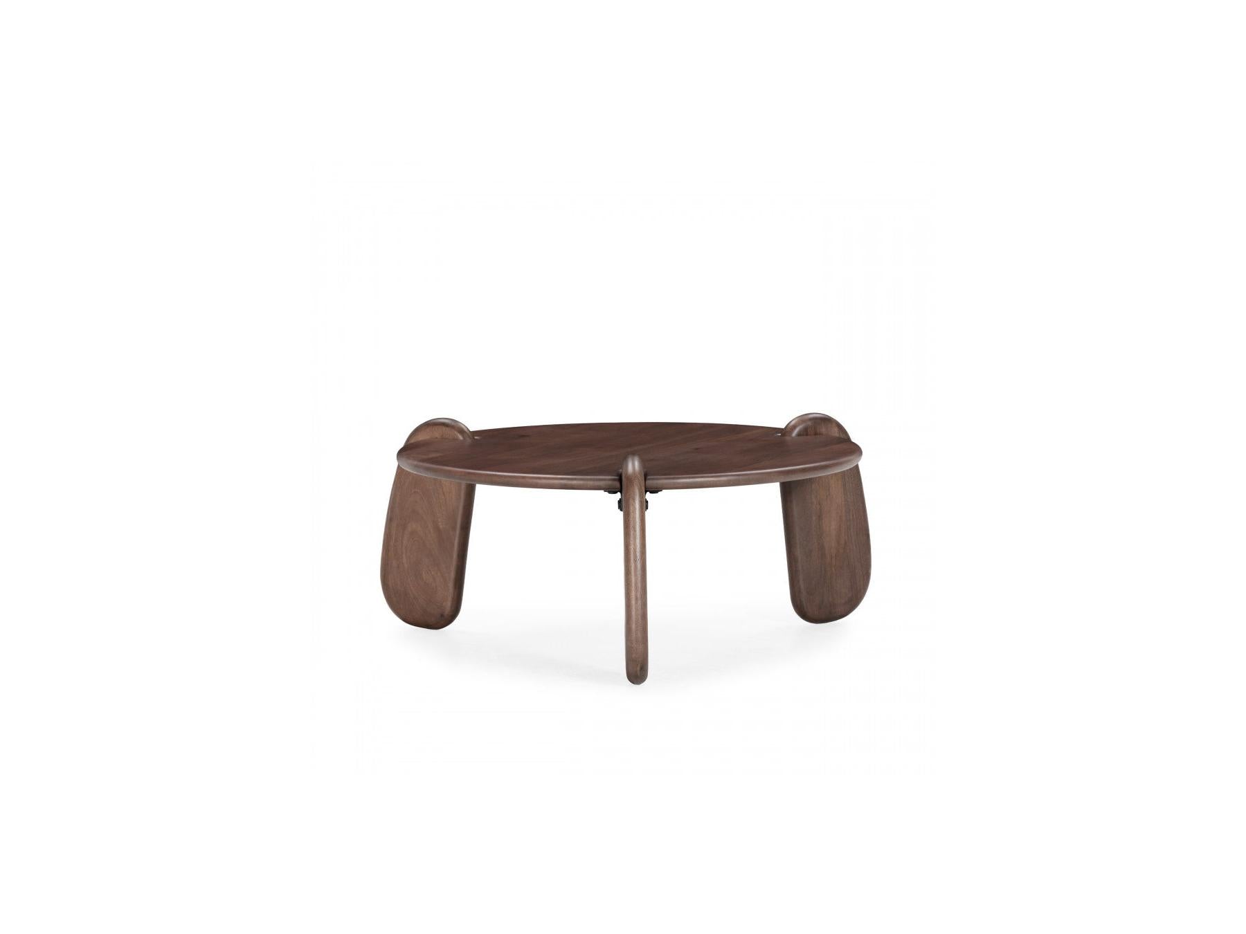 Helio - Mesa de centro redonda Helio de madera maciza de mango