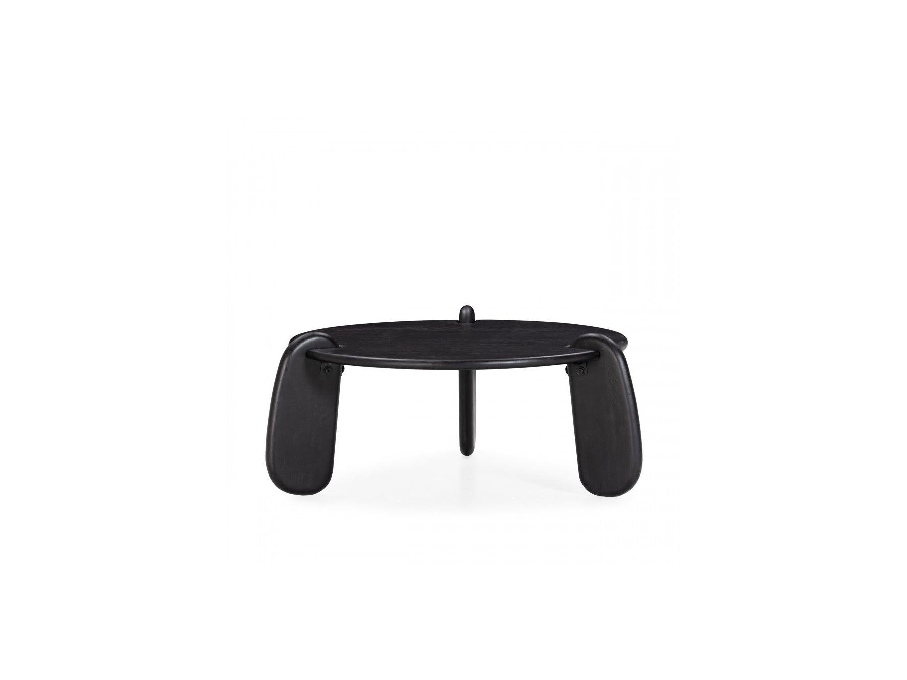 Helio - Mesa de centro redonda Helio de madera maciza de mango