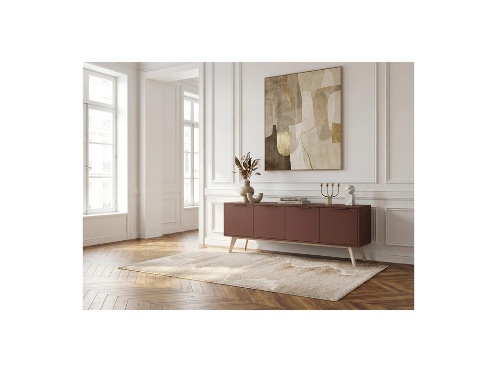 Capus - Meuble Tv 4 Portes Pin Laqué Terracotta