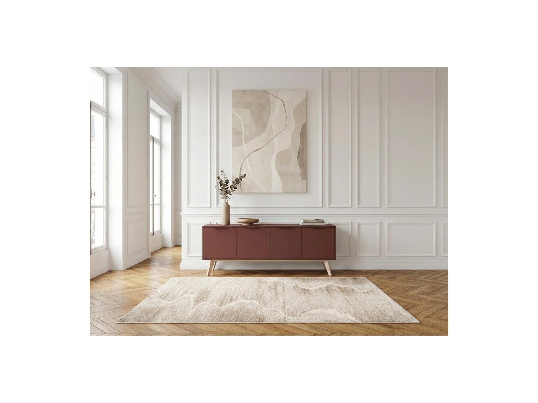 Capus - Meuble Tv 4 Portes Pin Laqué Terracotta