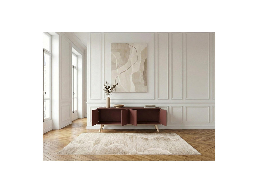 Capus - Meuble Tv 4 Portes Pin Laqué Terracotta
