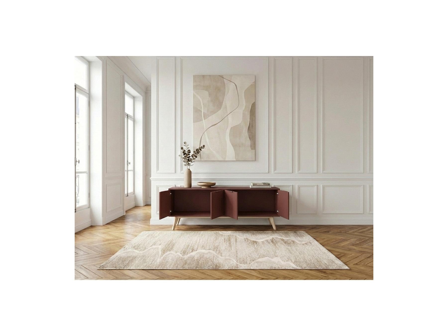 Capus - Meuble Tv 4 Portes Pin Laqué Terracotta