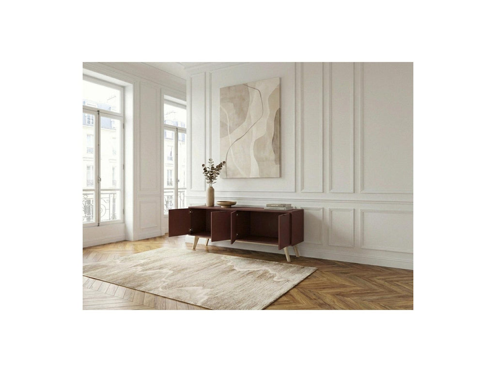 Capus - Meuble Tv 4 Portes Pin Laqué Terracotta
