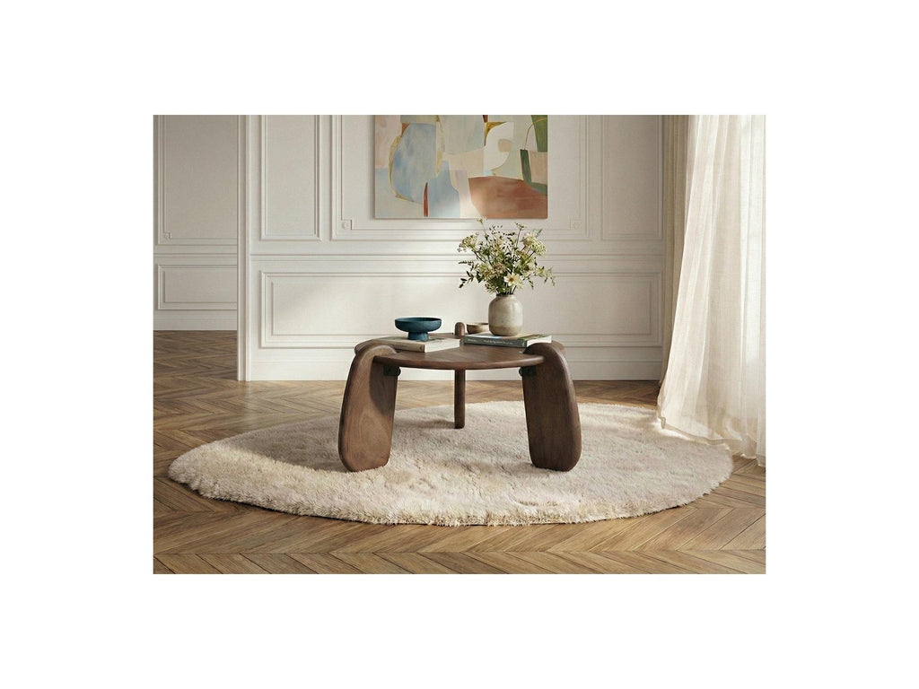 Helio - Mesa de centro redonda Helio de madera maciza de mango