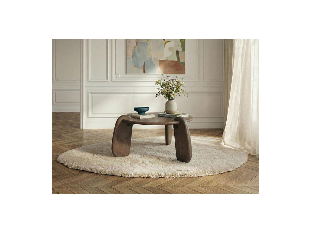 Helio - Mesa de centro redonda Helio de madera maciza de mango