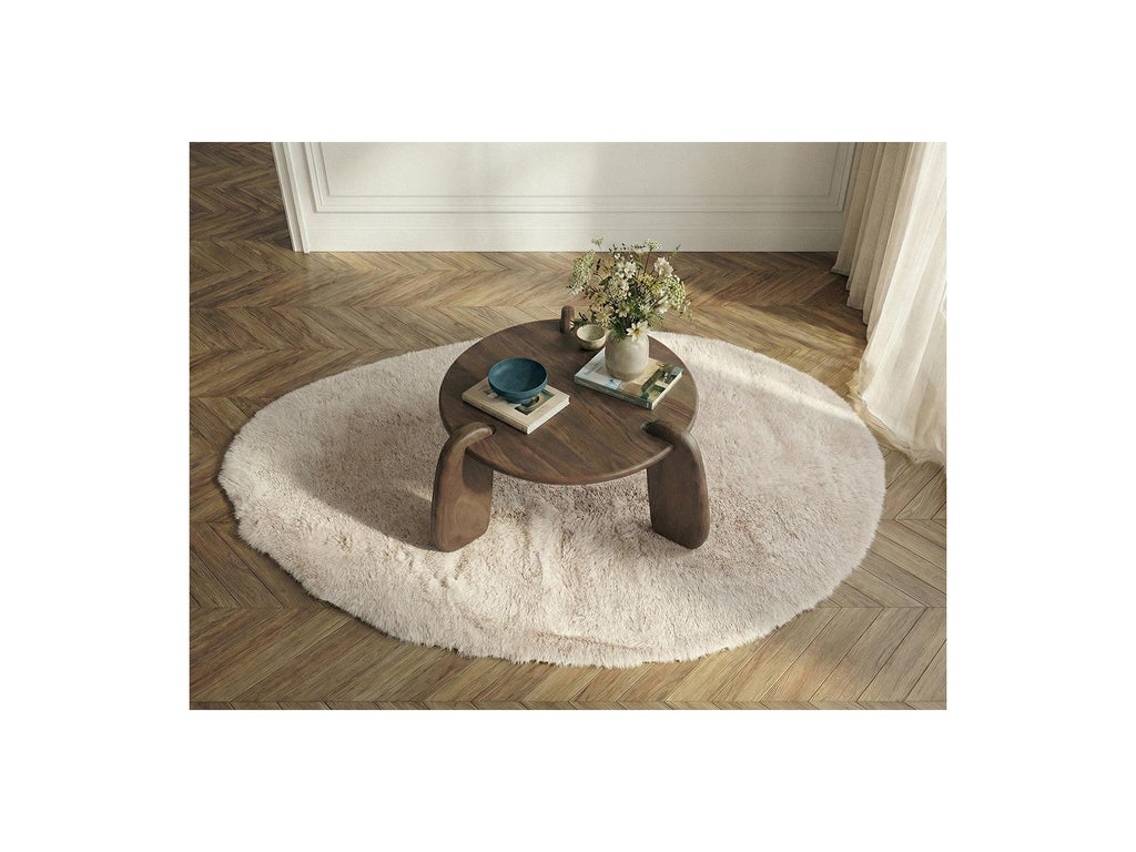 Helio - Mesa de centro redonda Helio de madera maciza de mango