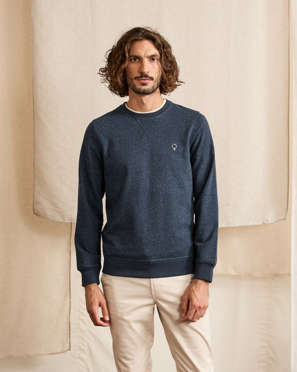 Sweat Col Rond Bleu Marine