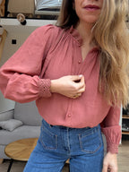 Maïwenn Bois De Rose Embroidered Blouse