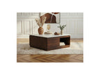 Barbara - Square Coffee Table 2 Drawers 80 cm Solid Mango Wood and Marble