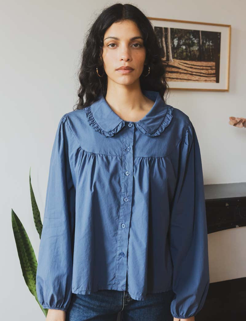 Vintage Blauwe Blouse Clo