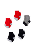 5 Pares De Calcetines - Rojo, Negro Y Gris Jaspeado - Bebé Niño