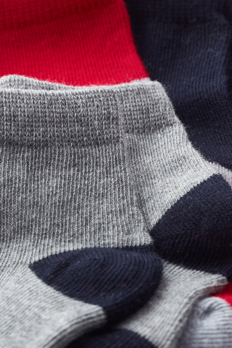 5 Pares De Calcetines - Rojo, Negro Y Gris Jaspeado - Bebé Niño