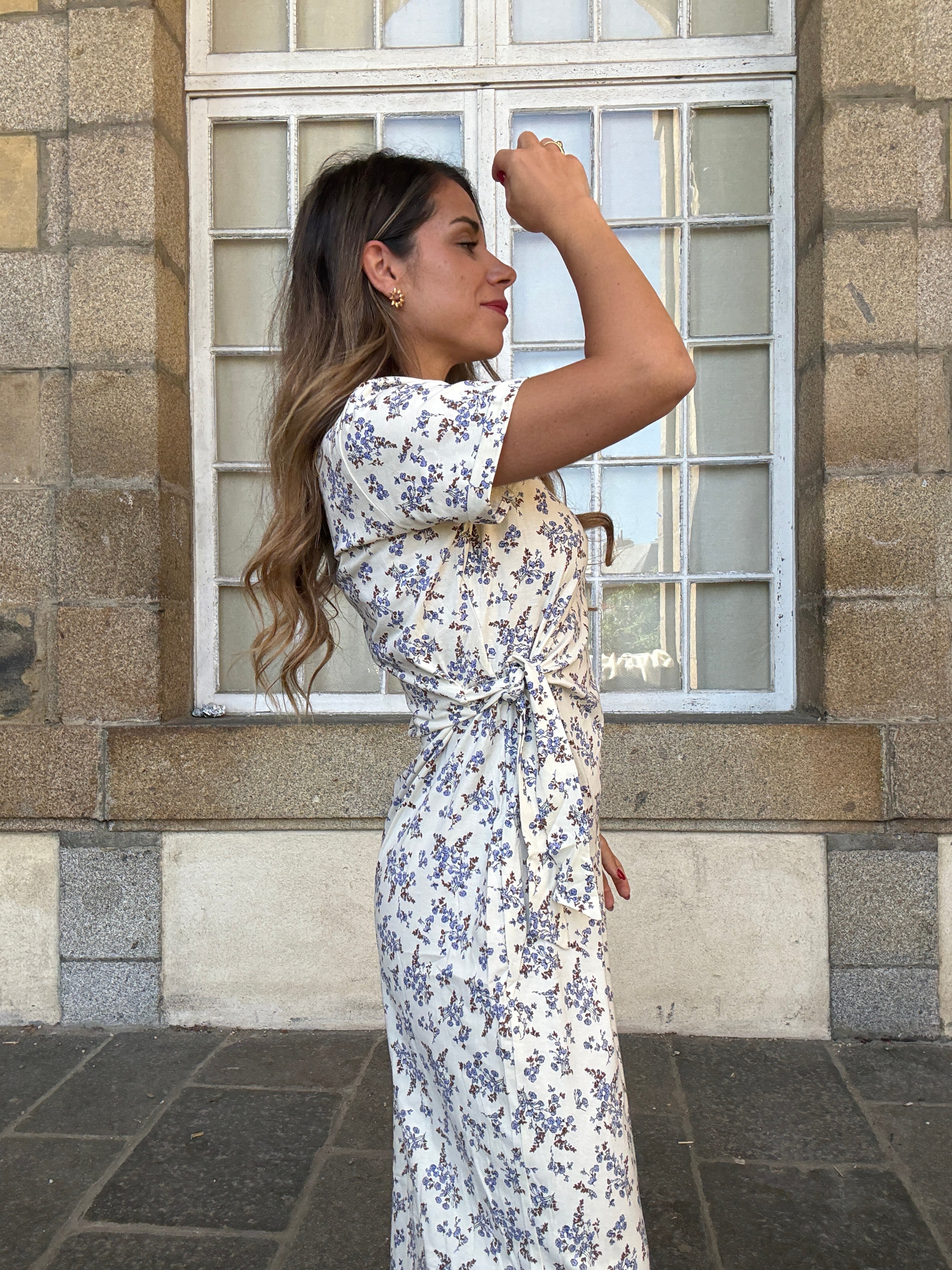 Vestido Largo Lazo Lucia Azul