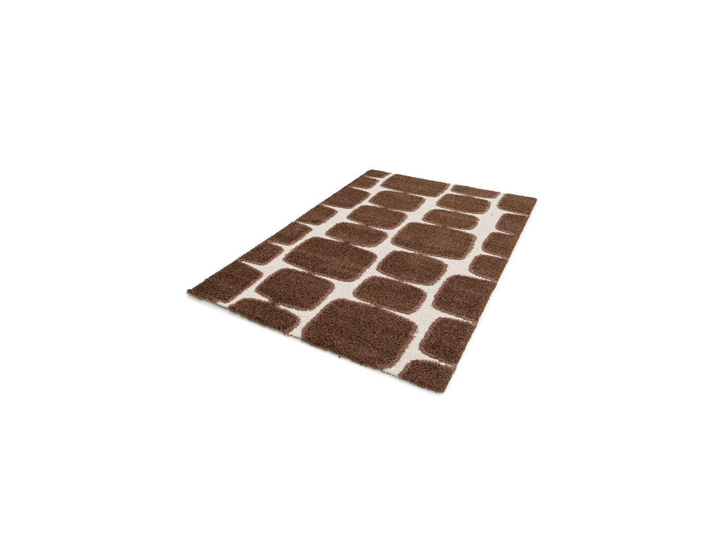 Chino - Alfombra de Pelo Largo - Motivo Abstracto - Marrón