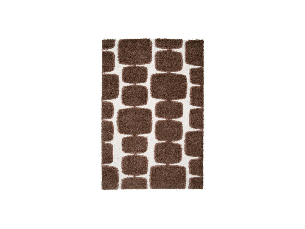 Chino - Alfombra de Pelo Largo - Motivo Abstracto - Marrón