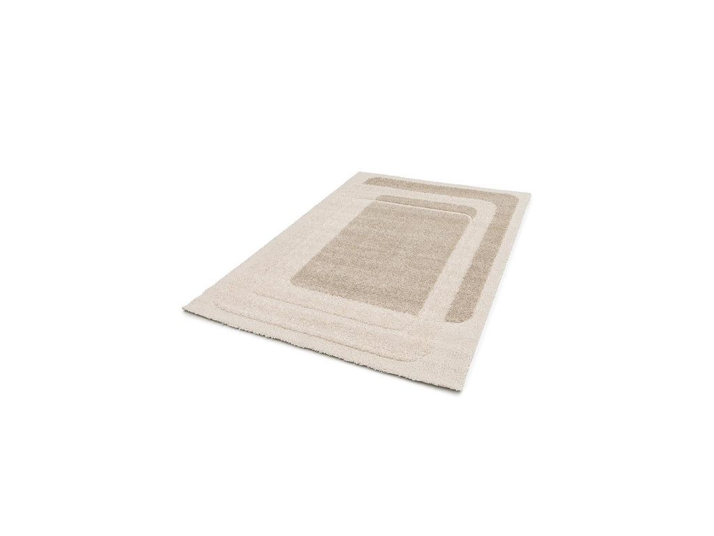 Kare - Tapis Poils Longs - Motif Graphique - Beige