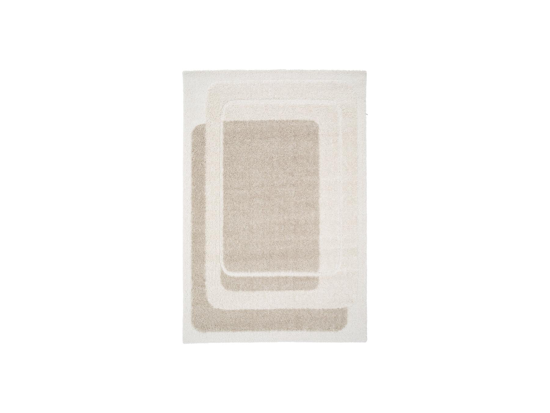 Kare - Tapis Poils Longs - Motif Graphique - Beige