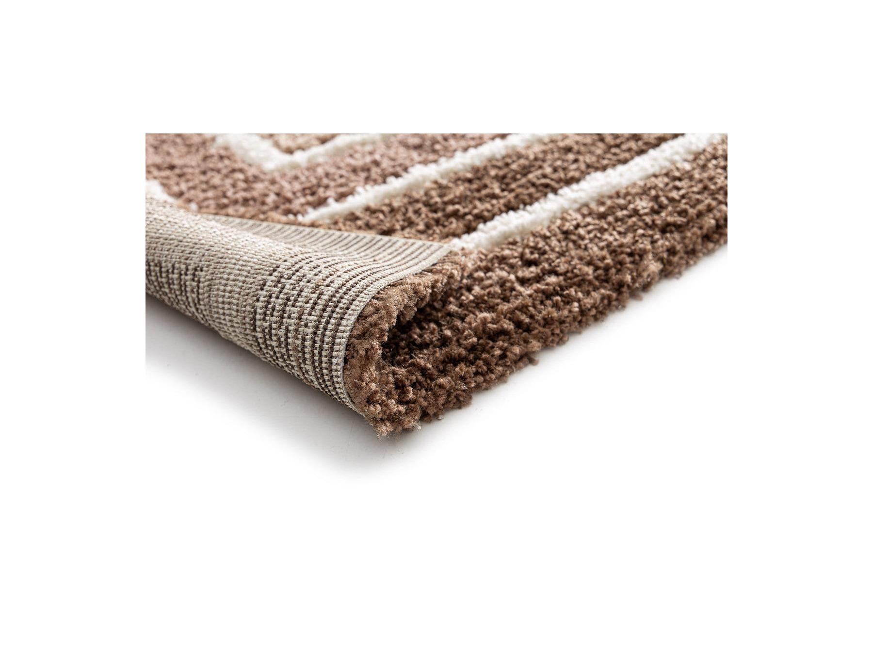 Lyzzo - Tapis Poils Longs - Motif Graphique - Marron