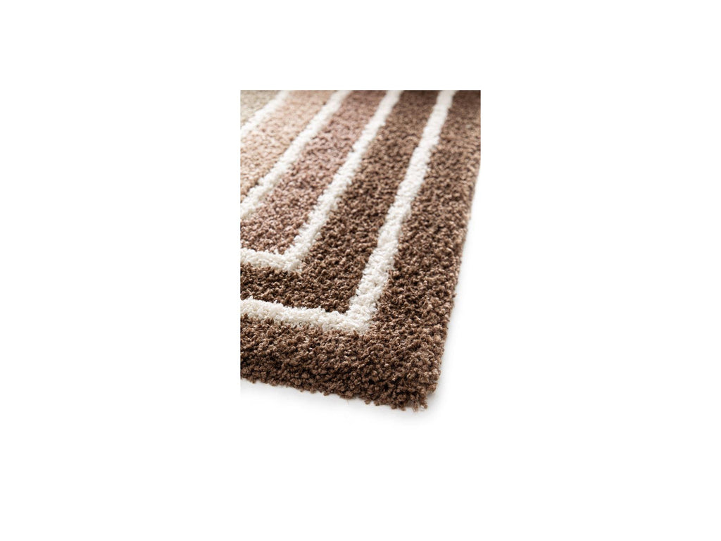 Lyzzo - Tapis Poils Longs - Motif Graphique - Marron