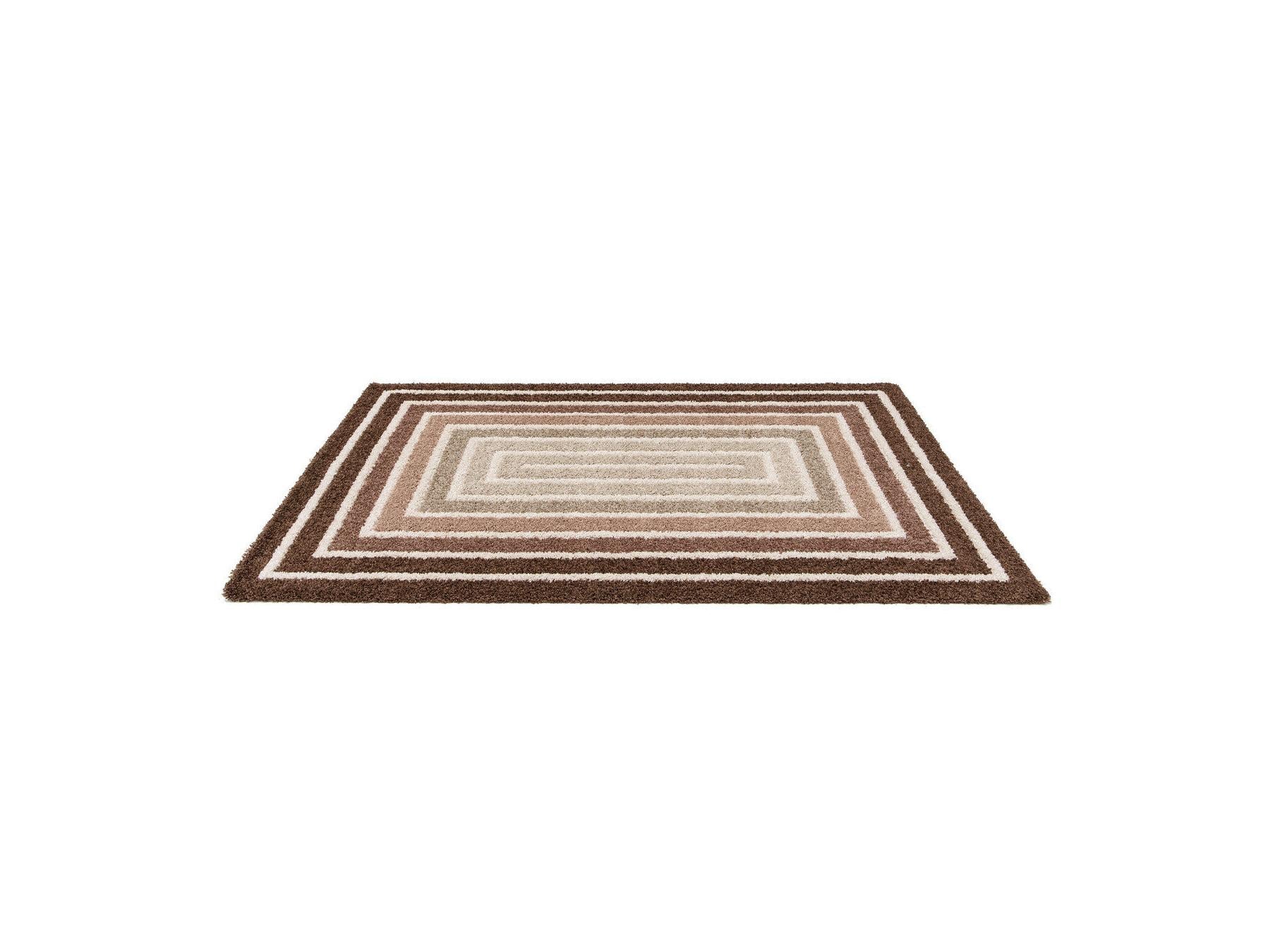 Lyzzo - Tapis Poils Longs - Motif Graphique - Marron