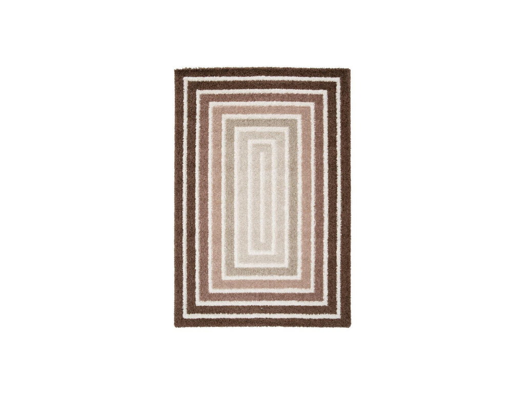 Lyzzo - Tapis Poils Longs - Motif Graphique - Marron